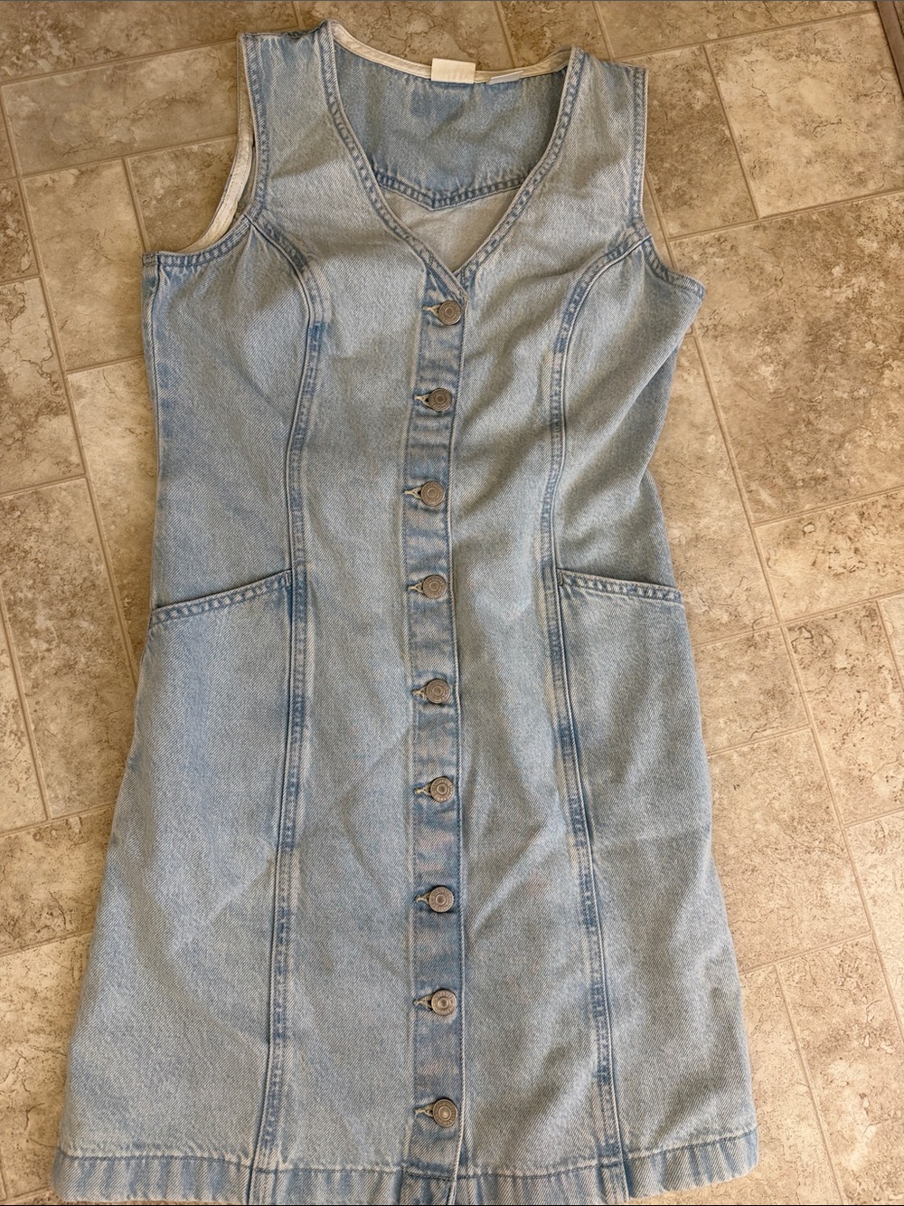 Light Wash Denim Button-Front Dress